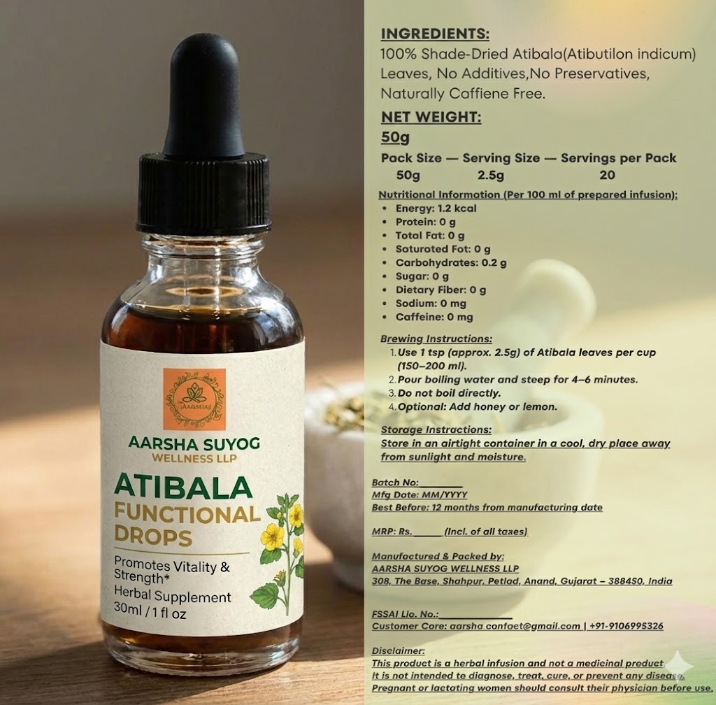 Atibala Functional Drops - Concentrated Ayurvedic Extract by Aarsha Suyog Wellness LLP